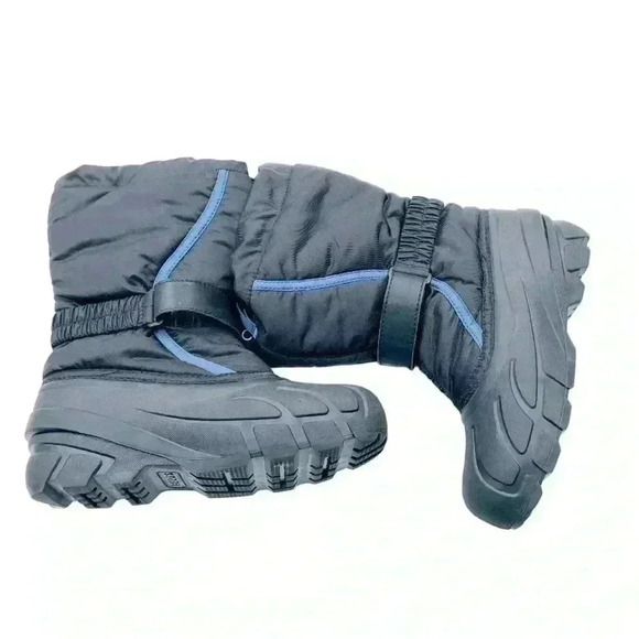 SOREL BIG KIDS WATERPROOF SNOW BOOTS BLACK/BLUE SIZE4 PREOWNED GREAT CONDITION - Picture 4 of 9